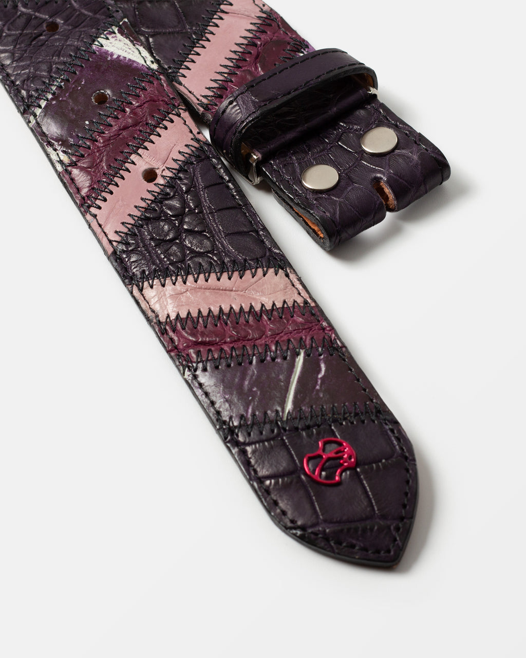 クロコダイル ベルトストラップ パッチワーク 40mm / V-shaped